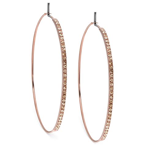 michael kors brilliance rose gold plated crystal hoop earrings